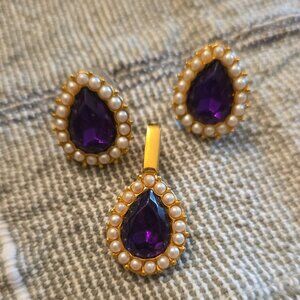 Trifari earrings and matching pendant